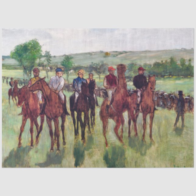 Jockeys and Race Horses, Edgar Degas Tissue Paper (Front)