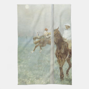 Jockeys Before the Race by Edgar Degas Kitchen Towel