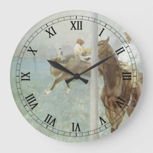 Jockeys Before the Race by Edgar Degas Large Clock