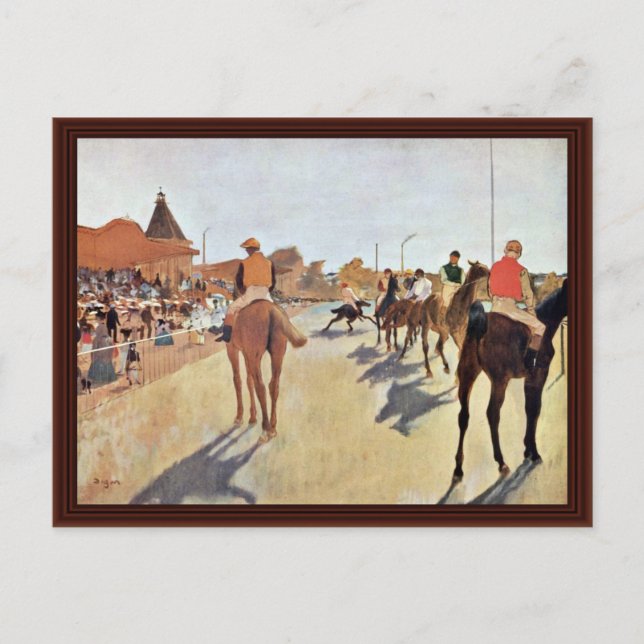 Jockeys In Front Of The Grandstand By Edgar Degas Postcard (Front)
