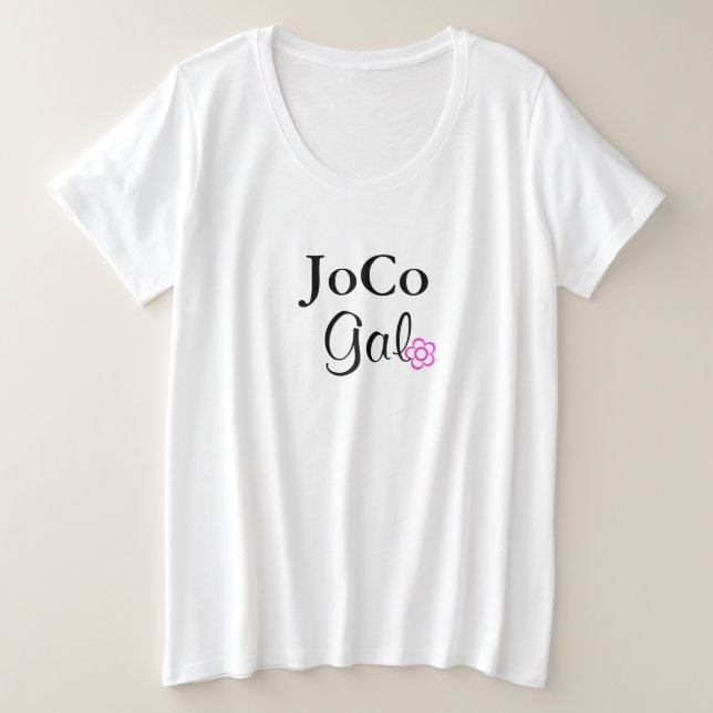 JoCo Gal Pink Flower Plus Size T-Shirt (Design Front)