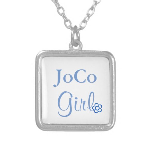 JoCo Girl blue flower Silver Plated Necklace