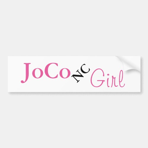 JoCo NC Girl on white Bumper Sticker
