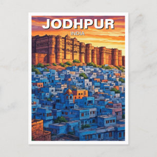 Jodhpur India Blue houses Sunset Postcard