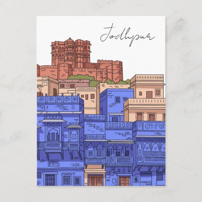Jodhpur India Illustration Postcard (Front)