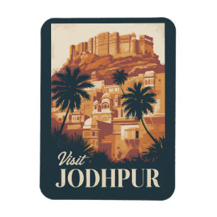 Jodhpur India Illustration Travel Art Vintage Magnet