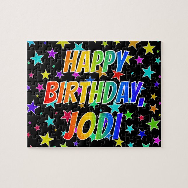 "JODI" First Name, Fun "HAPPY BIRTHDAY" Jigsaw Puzzle (Horizontal)