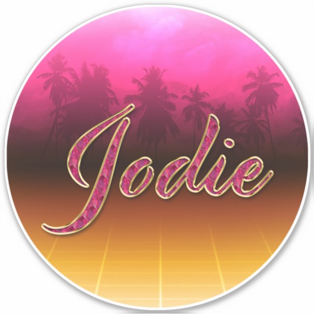 Jodie First Name golden pink sticker (Front)