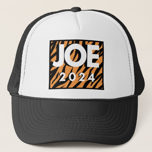 JOE 2024 Tiger Print Trucker Hat (Front)