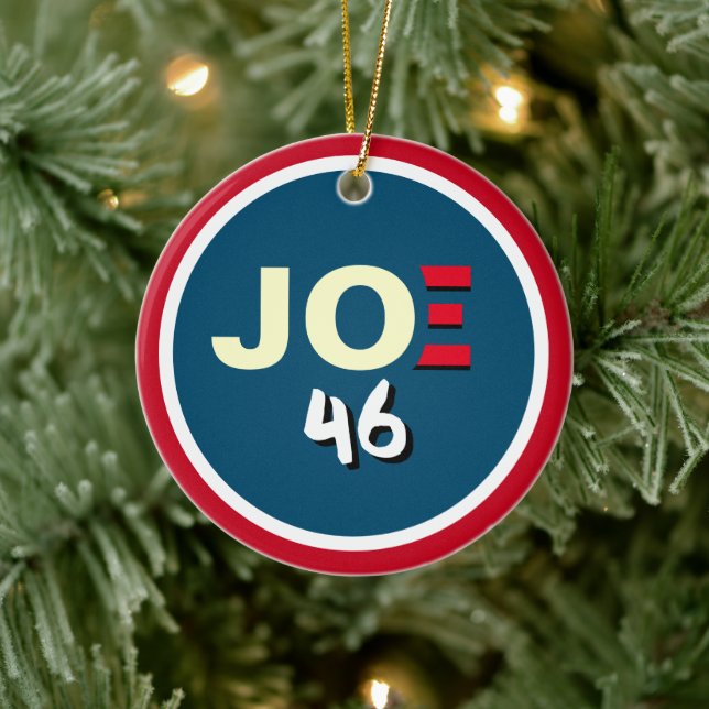 JOE 46 BIDEN Red White Blue Christmas Ceramic Ornament (Tree)