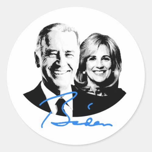 Joe and Jill Biden Signature Classic Round Sticker