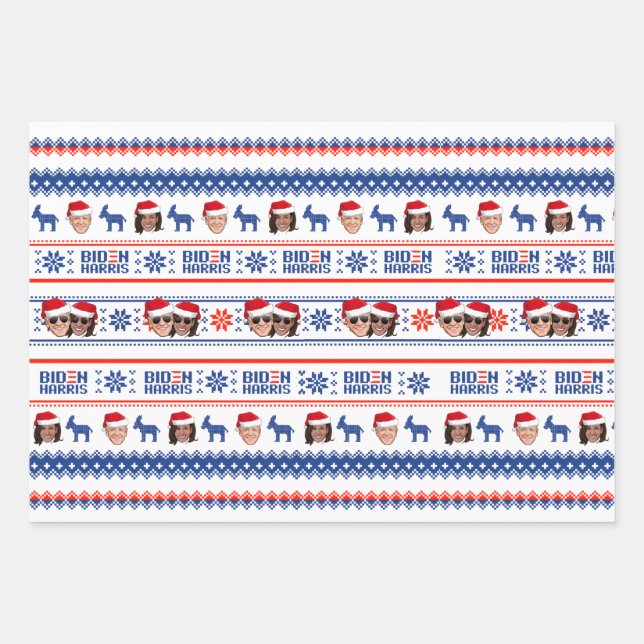 Joe and Kamala Aviator Christmas Wrapping Paper Sheets (Front)