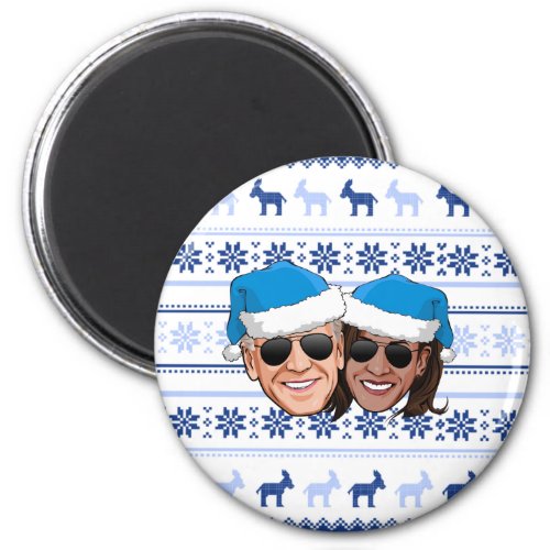 Joe and Kamala Blue Christmas Magnet