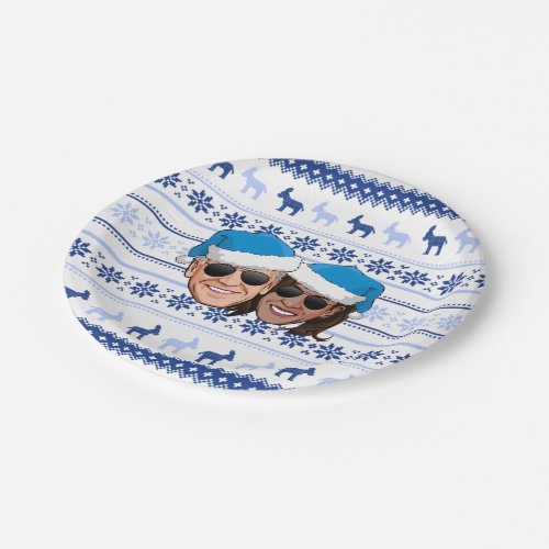 Joe and Kamala Blue Christmas Paper Plates