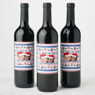 Joe and Kamala Christmas Wine Label
