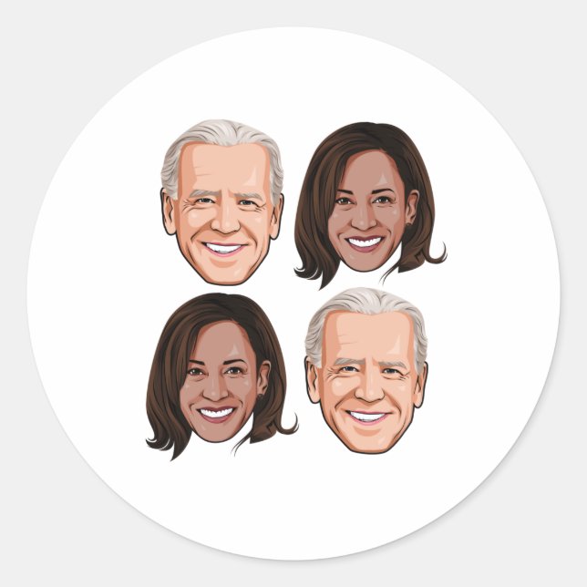 Joe and Kamala Pattern Classic Round Sticker (Front)