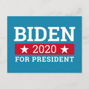 Joe Biden 2020 for President - Teal Blue Red Stars Postcard