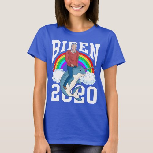 Joe Biden 2020 Riding Narwhal Democrat Anti Trump T_Shirt