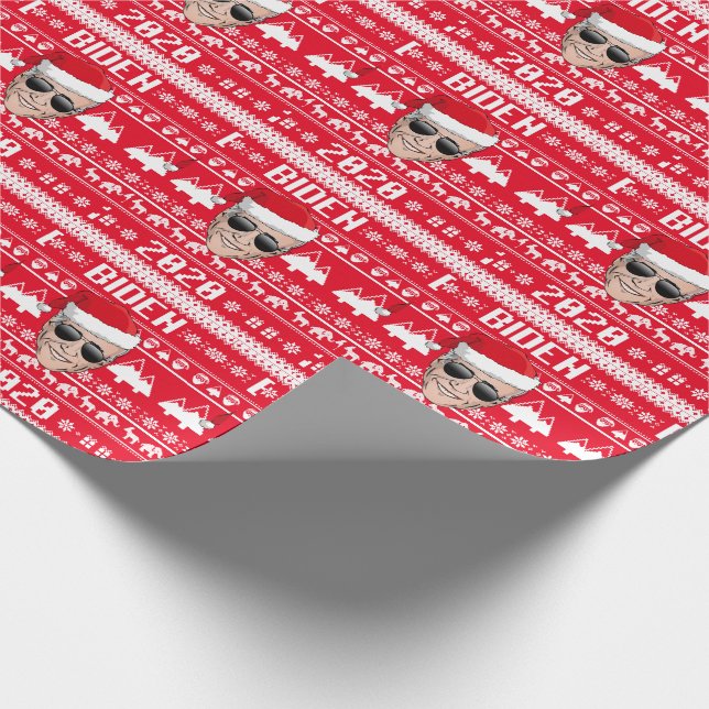 Joe Biden 2020 Ugly Christmas Wrapping Paper (Corner)