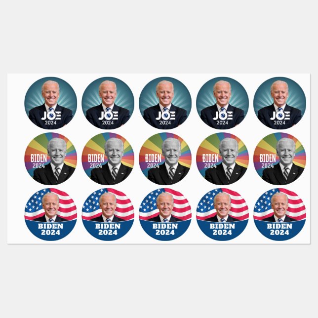 Joe Biden 2024 - 3 Campaign Versions Labels (Sheet)
