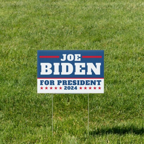Joe Biden 2024 _ Bold Font Stripes red white blue Sign