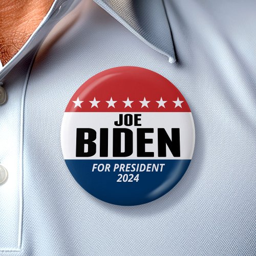 Joe Biden 2024 _ Classic Design Red White Blue Button