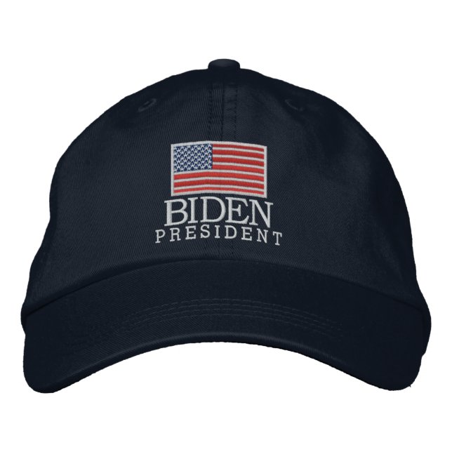 Joe Biden 2024 for President American Flag - navy Embroidered Baseball Cap (Front)