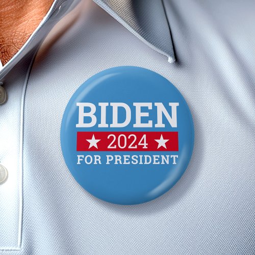 Joe Biden 2024 for President _ Blue and Red Stars Button