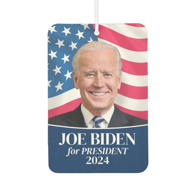 Joe Biden 2024 for President Photo and Flag Car Air Freshener (Front)