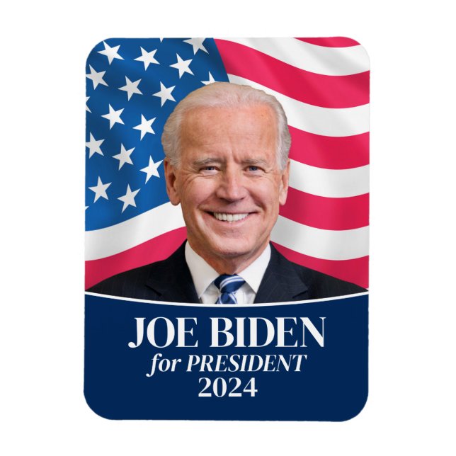 Joe Biden 2024 for President Photo and Flag fridge Magnet (Vertical)