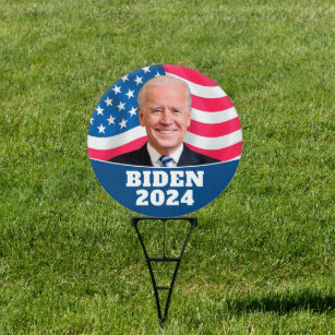 Joe Biden 2024 for President Photo and Flag Yard Sign