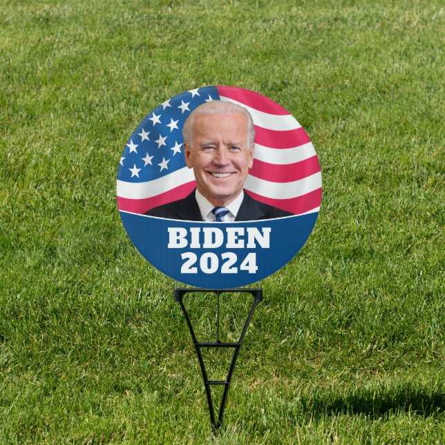 Joe Biden 2024 for President Photo and Flag Yard Sign (Insitu)