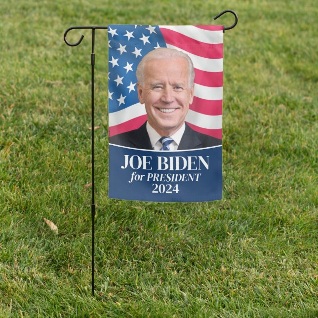 Joe Biden 2024 for President Photo Campaign Garden Flag (In SItu)