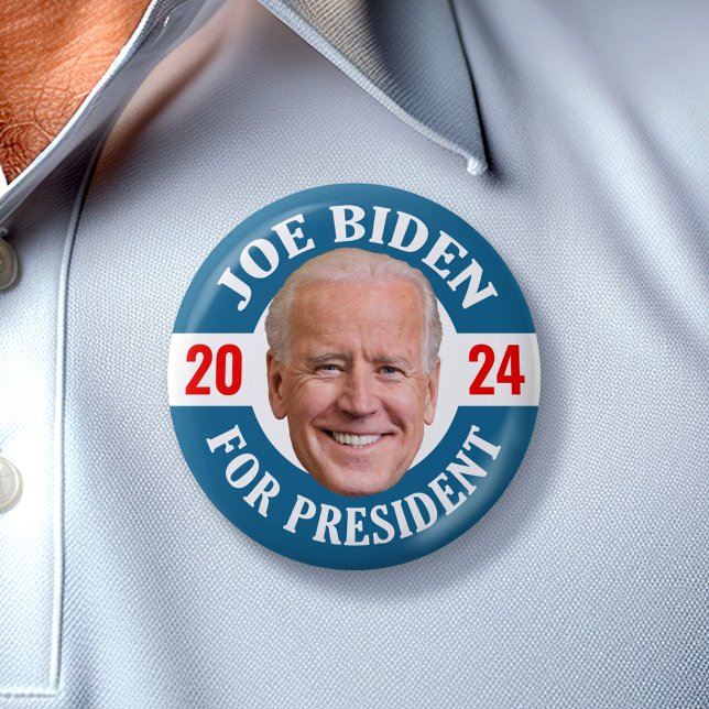 Joe Biden 2024 for President Photo Floating Head Button (Biden Harris 2024 Button - Great Campaign and Rally button for the Next Election)