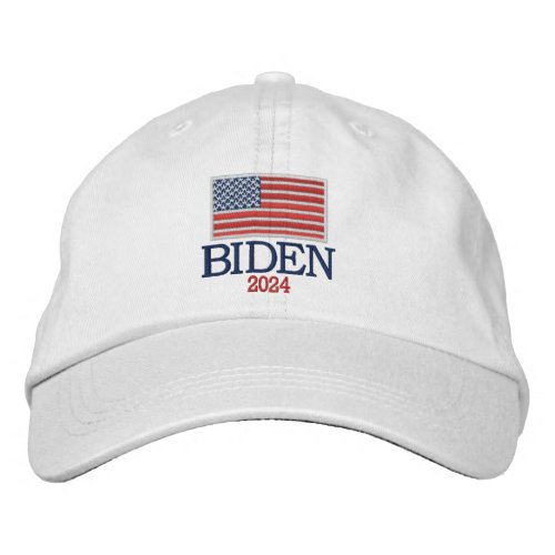 Joe Biden 2024 for President with American Flag Embroidered Baseball Cap