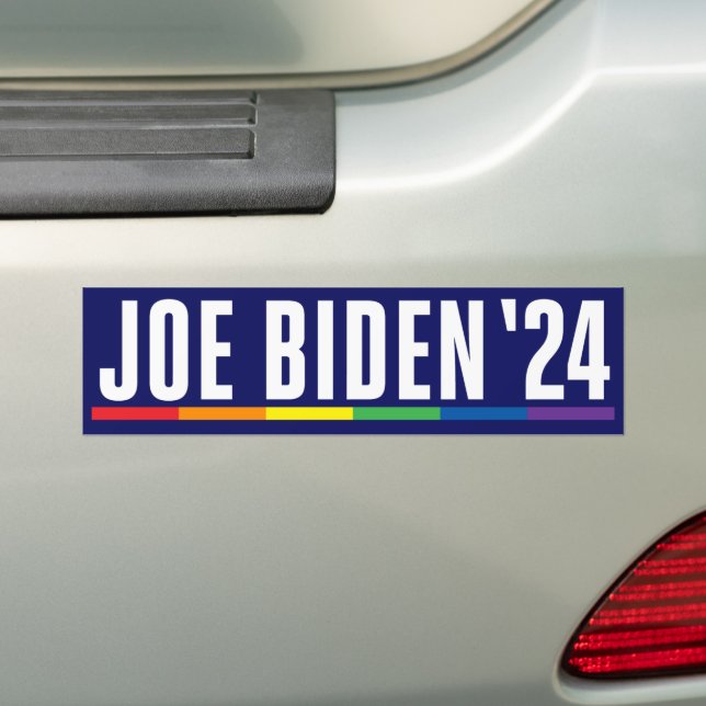 Joe Biden 2024 LGBT Pride Bumper Sticker (On Car)