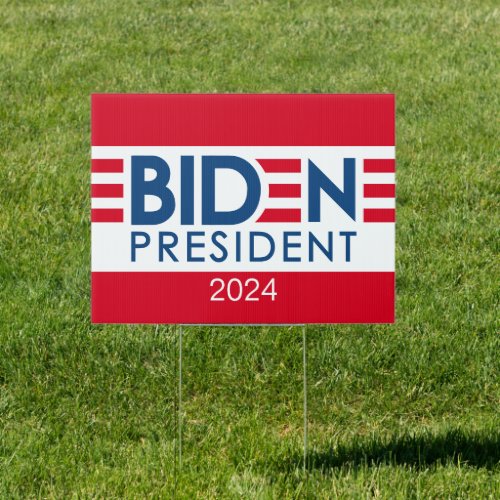 Joe Biden 2024 _ modern stripes in red blue yard Sign
