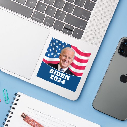 Joe Biden 2024 _ Photo with American Flag Sticker