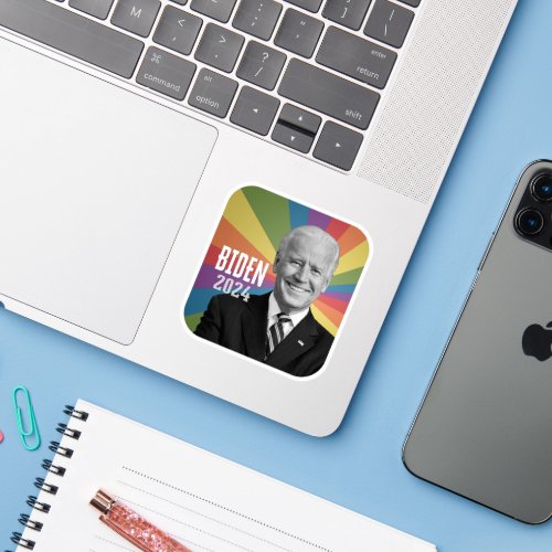 Joe Biden 2024 _ Rainbow Color Ray Sticker