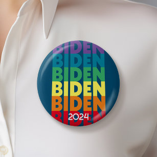 Joe Biden 2024 - retro gradient rainbow colors Button