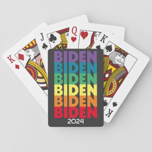 Joe Biden 2024 _ retro gradient rainbow colors Poker Cards