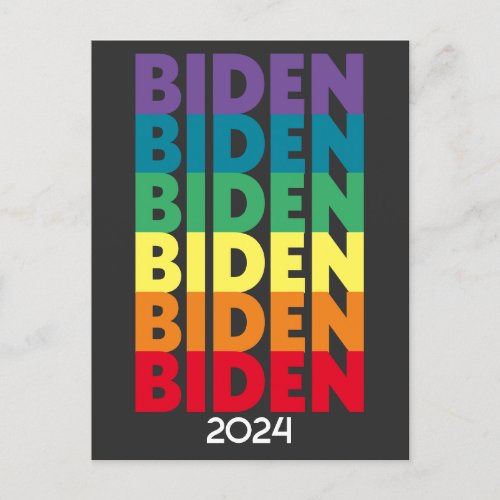 Joe Biden 2024 _ retro gradient rainbow colors Postcard
