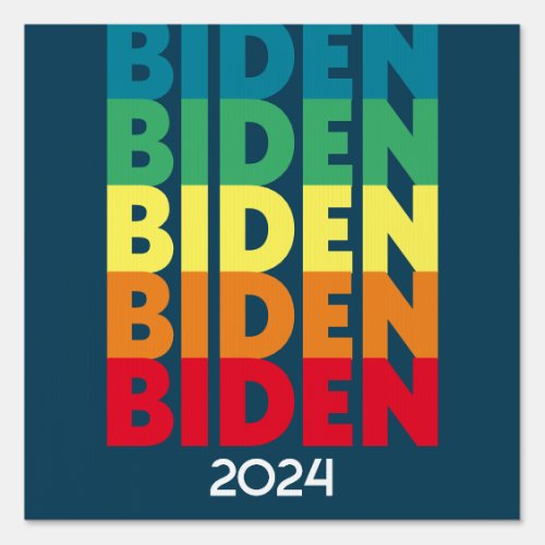 Joe Biden 2024 _ retro gradient rainbow colors Sign
