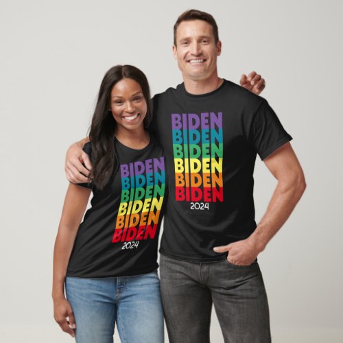 Joe Biden 2024 _ retro gradient rainbow colors T_Shirt