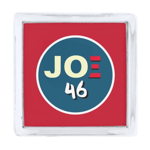 Joe Biden 46 Red White Blue Square Silver Finish Lapel Pin