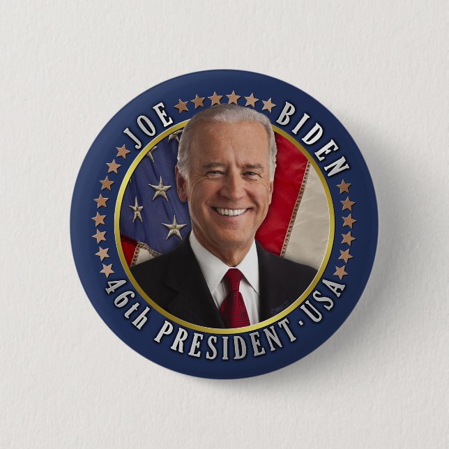 Joe Biden 46th President USA Commemorative Photo Button (Front)