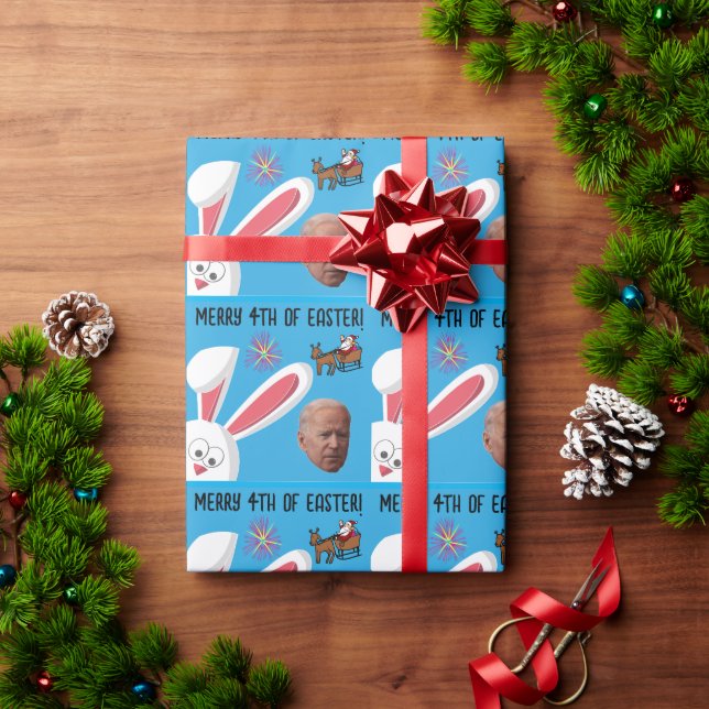 JOE BIDEN 4TH OF EASTER CHRISTMAS FUNNY  WRAPPING PAPER (Holiday Gift)