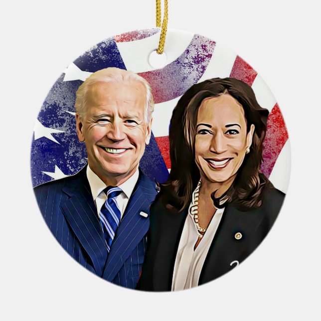 Joe Biden and Kamala Harris 2020 US Election Ceramic Ornament (Front)