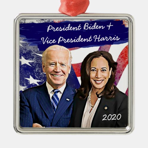 Joe Biden and Kamala Harris 2020 US Election Metal Ornament