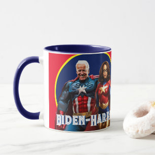 Joe Biden and Kamala Harris as Superheros Mug
